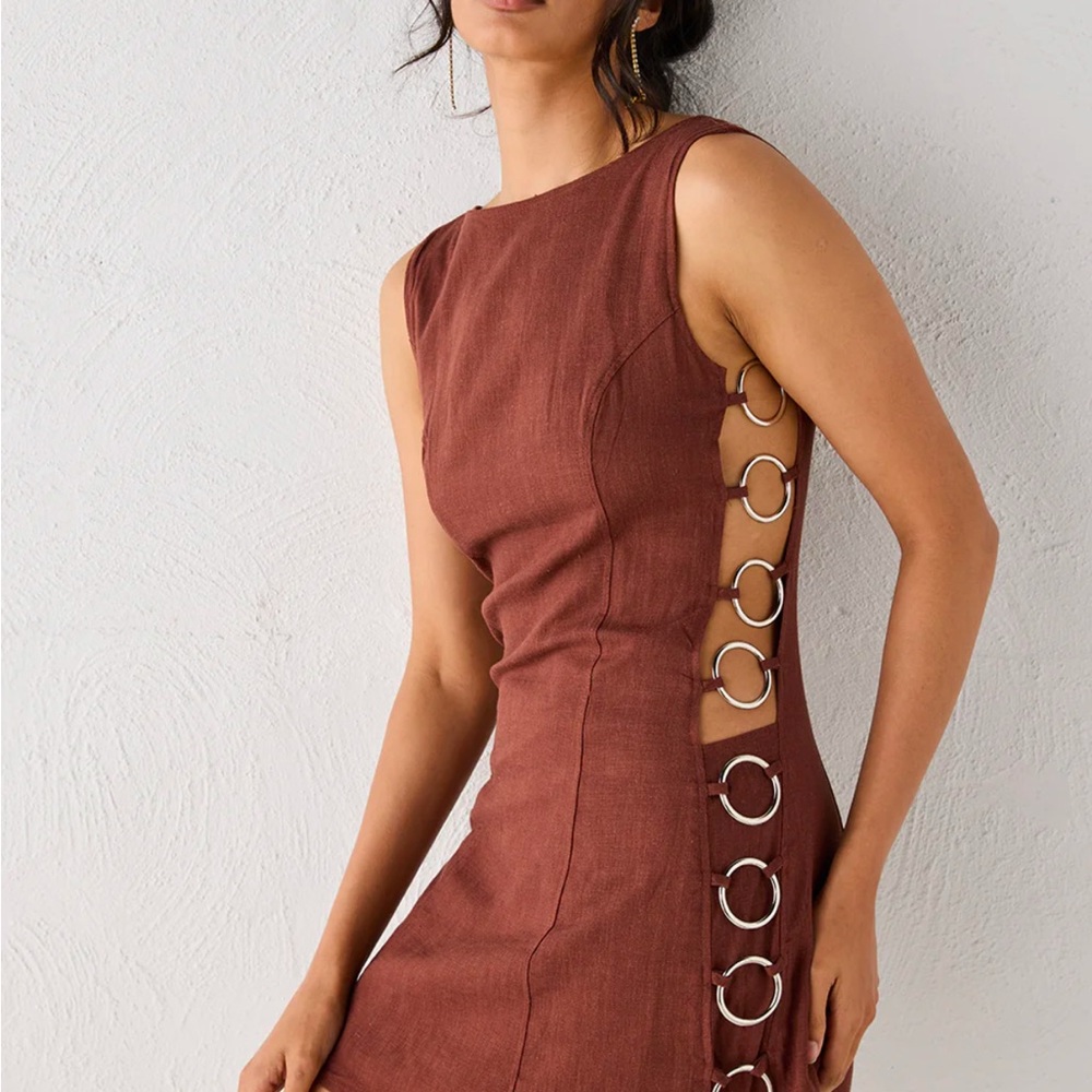 VRG Girl DISCOTECA MINI DRESS CHESTNUT. AUS size 6, US size 2